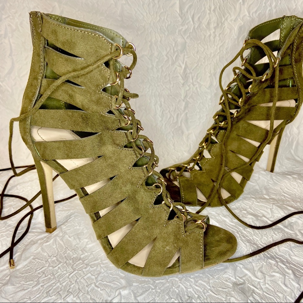 Green strap heels